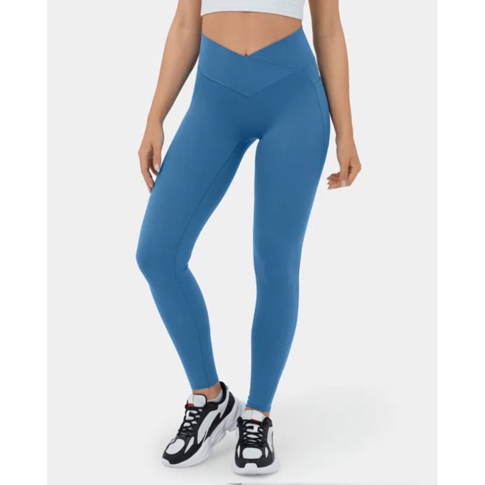 Halara High Waisted Crossover Side Pocket Yoga Leggings